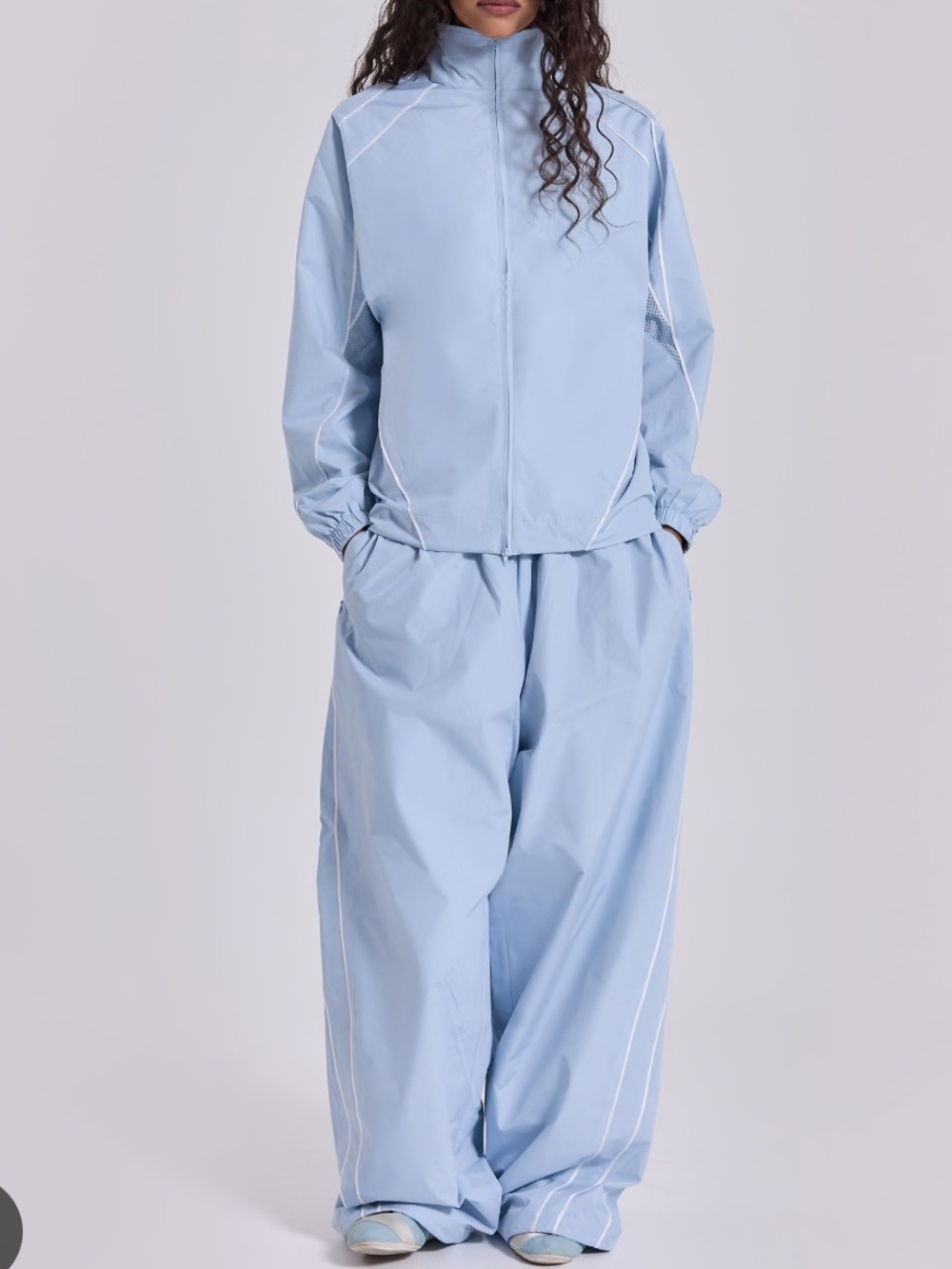 Jaded London Light Blue Wide-Leg Track Pants